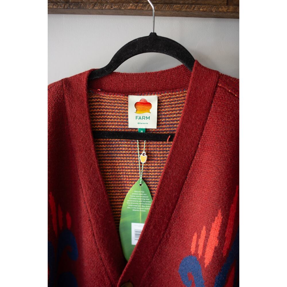 FARM RIO ACTIVE Red Pineapple Knit Cardigan Sweater Medium NEW - Picture 3 of 4